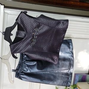 Chocolate Soup Matching Metallic Gray Top and  Skirt Set